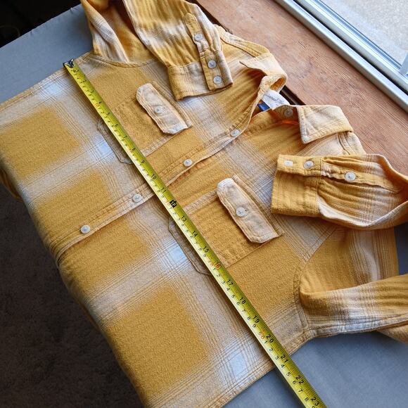 Universal Thread Cotton Yellow Plaid Button-up Shirt S yellow white long sleeve - Picture 10 of 12